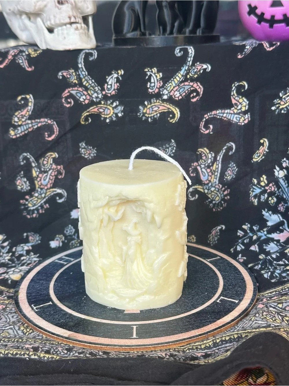 Ivory Forest Witch Pillar Candle